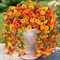 Artificial Faux Hanging Flowers Plants for Outdoor Decor (Yellow+orange) 1"D x 1"W x 1"H